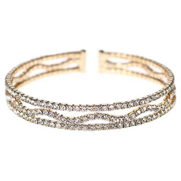 3 Rhinestone Line Fancy Flexible Cuff Bracelet
