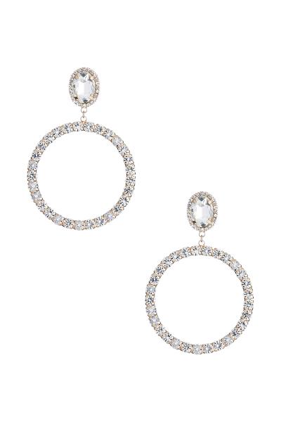 Rhinestone Oval Top 60mm Round Hoop Earring