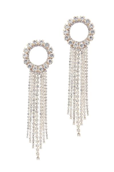 Rhinestone Circle Multi Strand Post Drop Earring