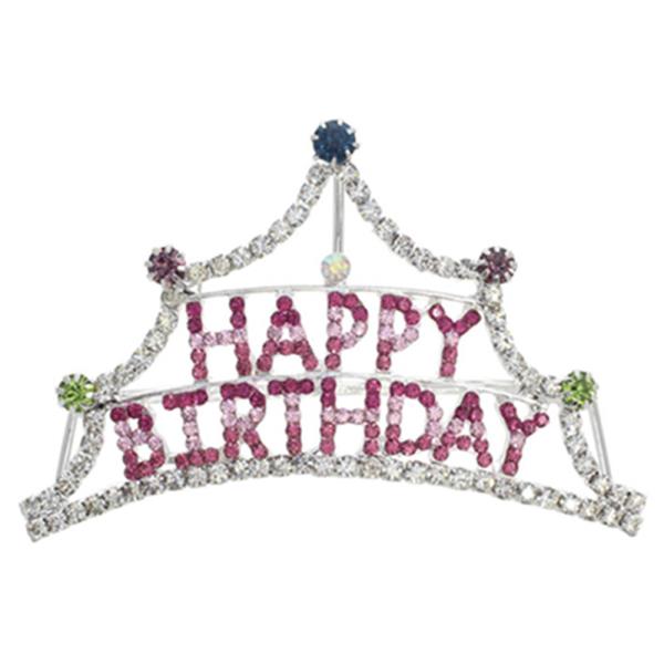 HAPPY BIRTHDAY RHINESTONE MINI CROWN TIARA