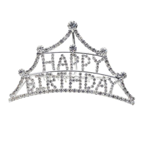 HAPPY BIRTHDAY RHINESTONE MINI CROWN TIARA