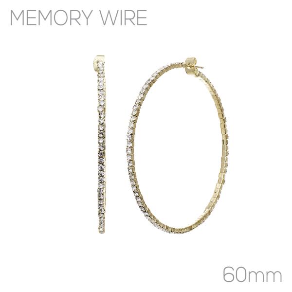 MEMORY WIRE RHINESTONE POST HOOP EARRING