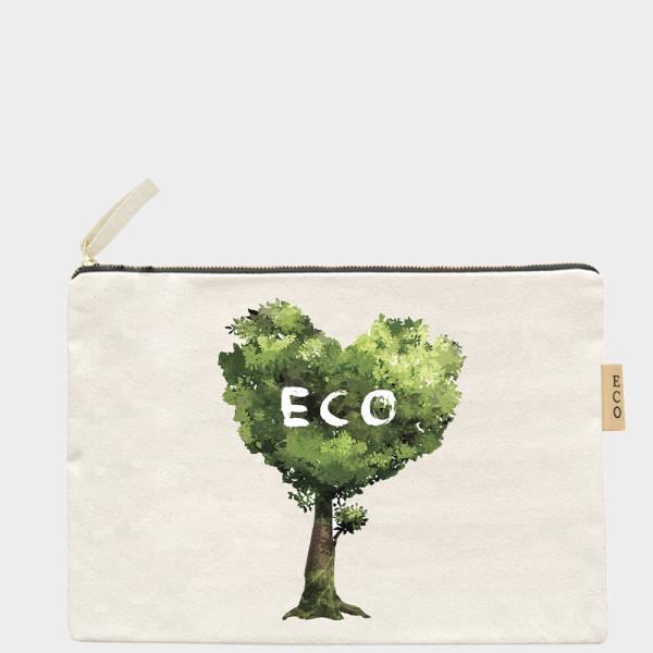 Eco Tree Print Canvas Clutch Bag