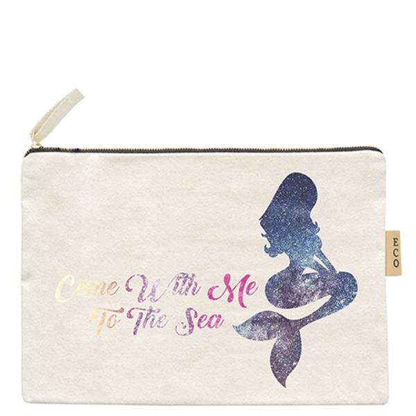 Mermaid Print Canvas Mini Pouch Bag
