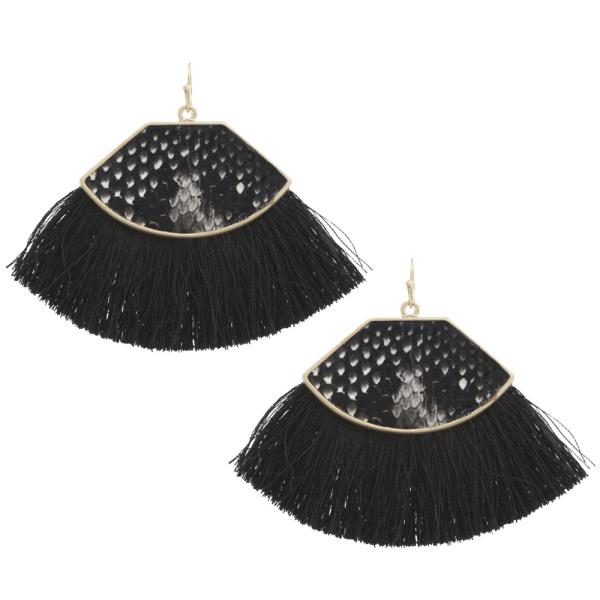 Snake Pattern Fan Tassel Dangle Earring