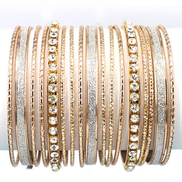 Multi Metal Bangle Rhinestone Mix Bracelet