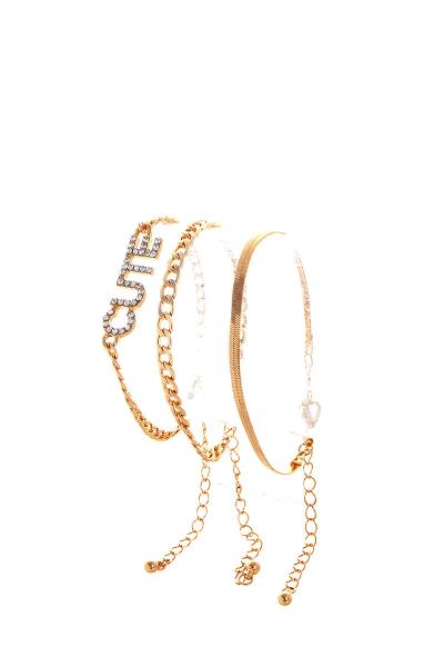 3 Layer Chains Cute Letter Bracelets