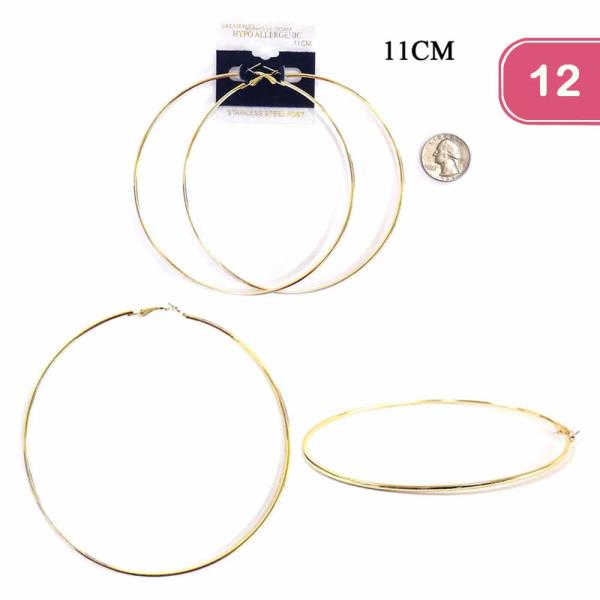 Hoop Stainless Steel Post Earring (12 Units)