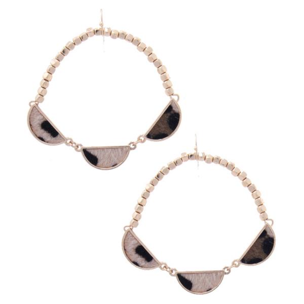 Triple Half Circle Animal Pattern Drop Earring