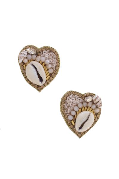 Heart Cowrie Shell Sequin Earring