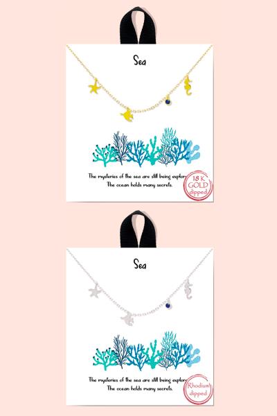 BLB SEA CHARM MESSAGE METAL NECKLACE