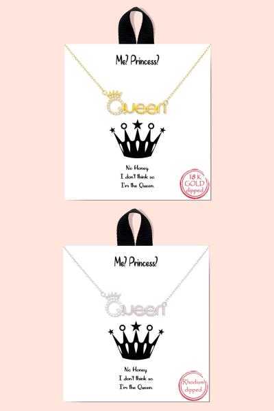 BLB Me Princess Queen Dainty Message Necklace
