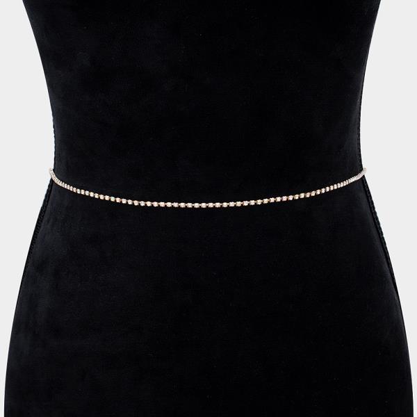 RHINESTONE CRYSTAL MINI STRAND METAL BELT