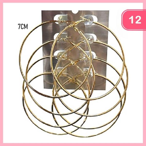 MULTI HOOP EARRING 4 PAIR SET (12 UNITS)