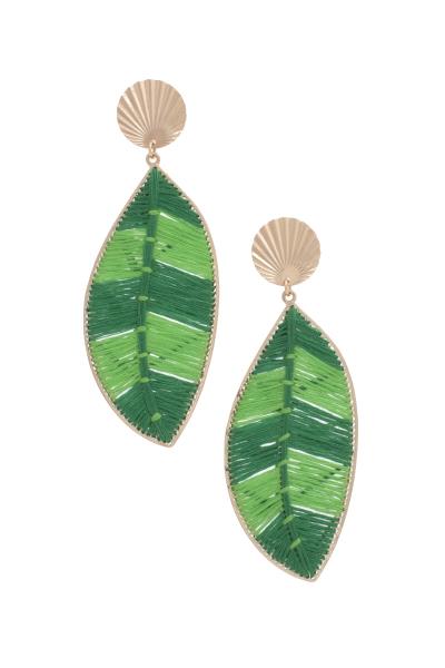 Two Tone Thread Leaf Shape Earring