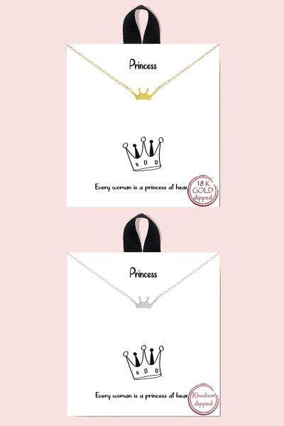 18K GOLD RHODIUM DIPPED PRINCESS NECKLACE