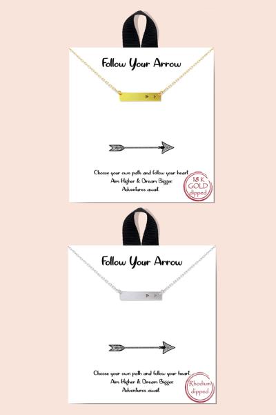 BLB Follow Your Arrow Metal Bar Dainty Necklace
