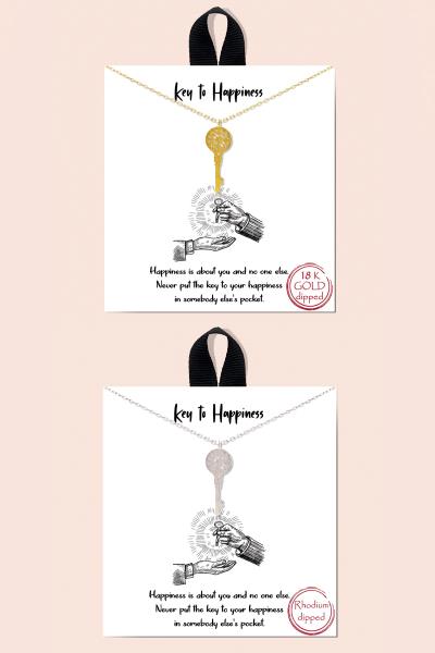 BLB Key to Happiness Pendant Message Necklace