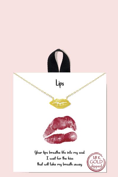 18K Gold Rhodium Dipped Lips Necklace