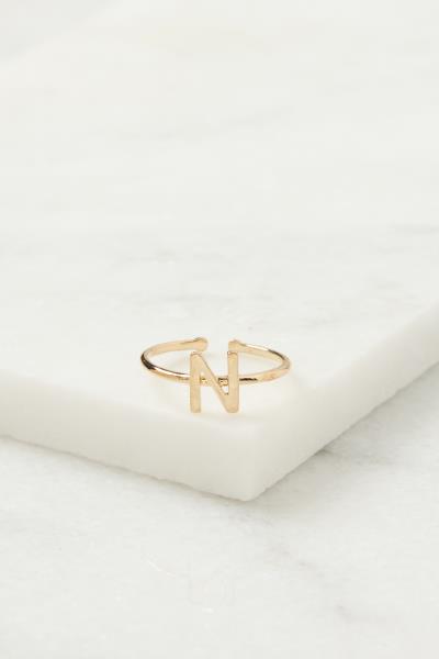 18K GOLD RHODIUM INITIAL RING