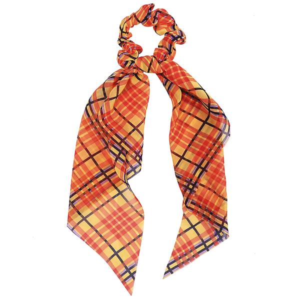 PLAID PRINT HAIR SCRUNCHIE SCARF