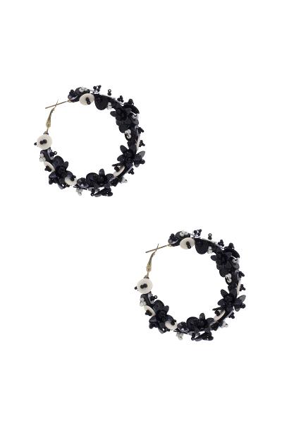 Sequin Flower Pattern Hoop Earring