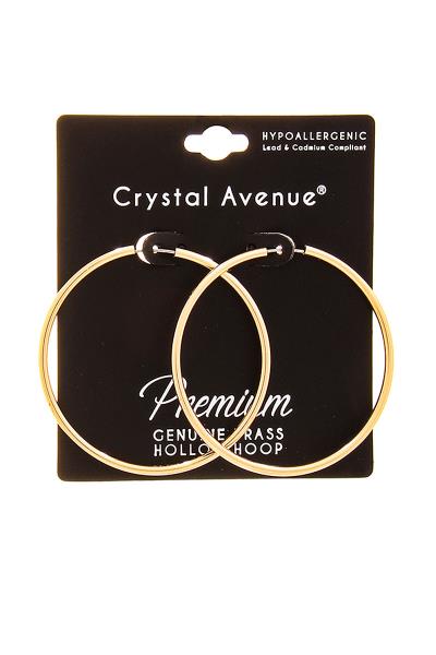 FASHION PREMIUM BRASS HOLLOW 2 INCH HOOP EARRING