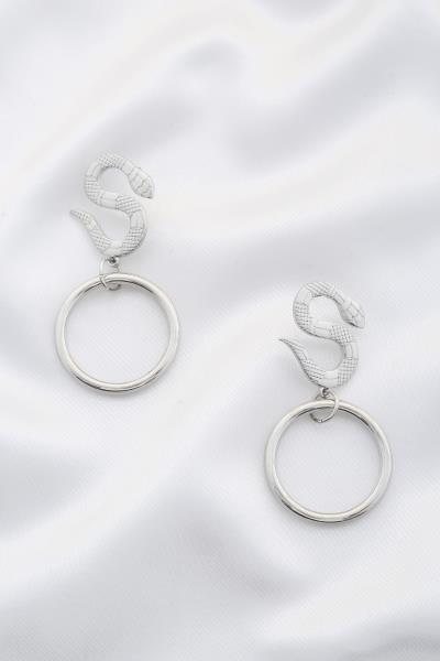 Snake Circle Post Drop Earring