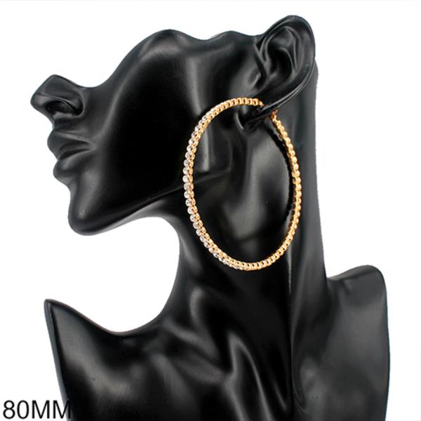 CLASSIC BASIC RHINESTONE HOOP EARRING