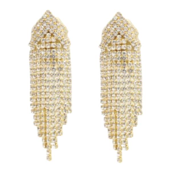 RHINESTONE BRIDAL FRINGE CLIP ON EARRING