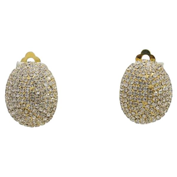 Oval Rhinestone Clip Earring
