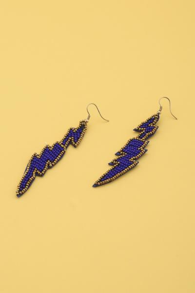 LIGHTNING BOLT SEED BEAD DANGLE EARRING