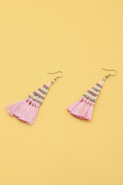 Seed Bead Tassel Dangle Earring