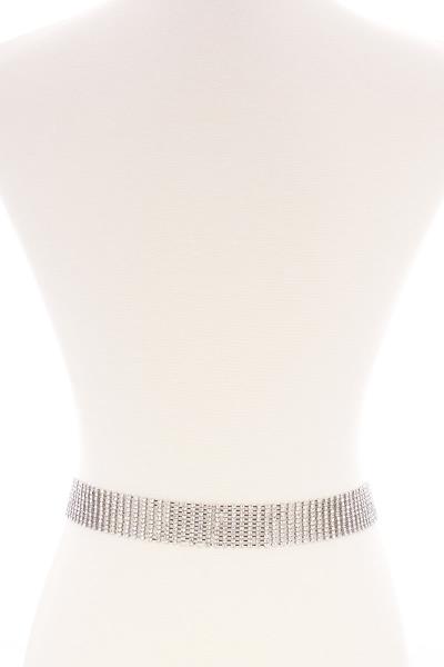 9 RHINESTONE LINE CLASSIC WAIST METAL BELLY CHAIN SQUARE BUKCLE BELT