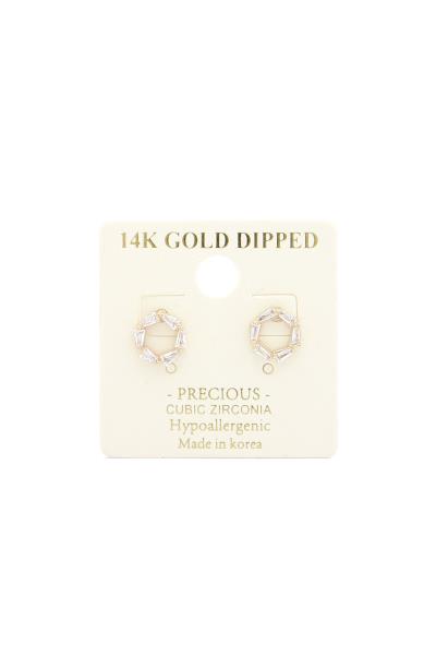 Round Cubic Zirconia 14K Gold Dipped Earring