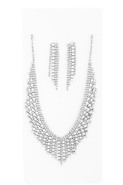 Sparkling Rhinestone Necklace Earring Set