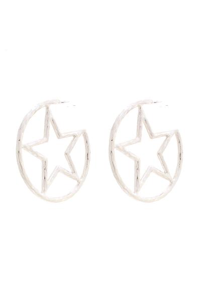 Metal Round Ring Star Earring