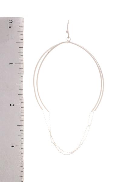Metal Round Drop Chain Hook Earring
