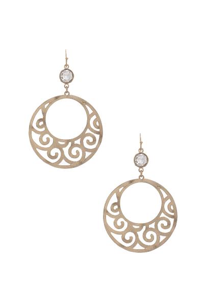 Crystal Filigree Round Dangle Earring