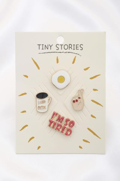 IM So Tired Theme Pin Brooch Set