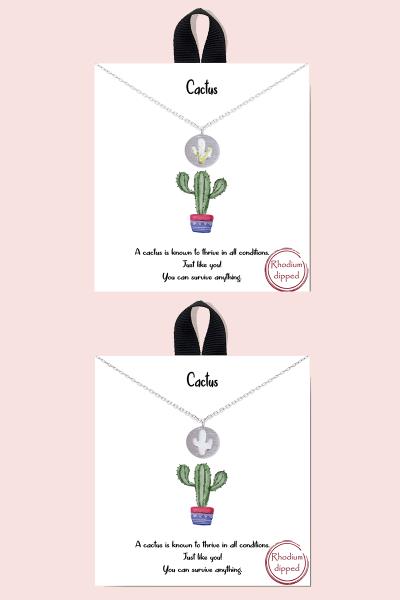 18K GOLD RHODIUM DIPPED CACTUS NECKLACE