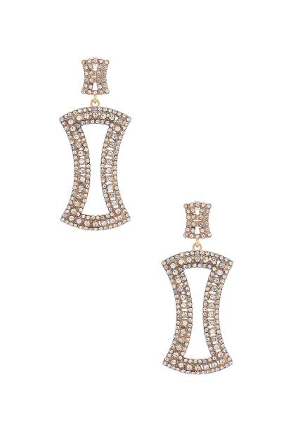 Rhinestone Metal Post Drop Earring