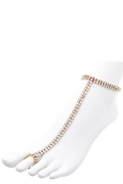 Rhinestone 2Line Toe Ring Anklet