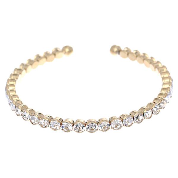 Round Stone Basic Open Cuff Bracelet