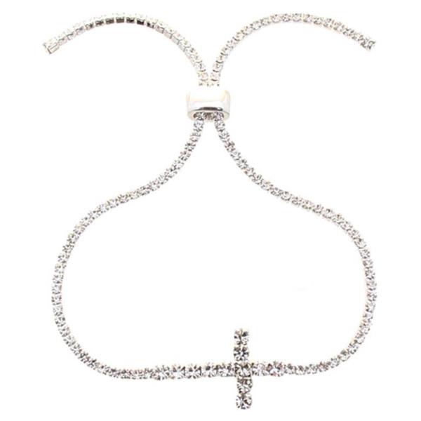 Rhinestone Cross Adjust Bracelet
