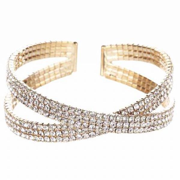 KRISS CROSS RHINESTONE CUFF BRACELET
