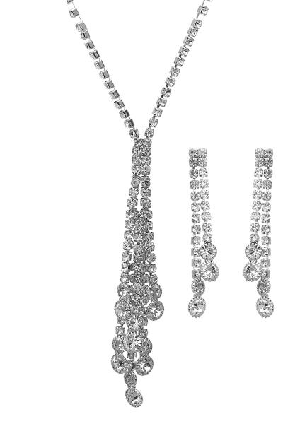 RHINESTONE TASSEL NECKLACE EARRING SET