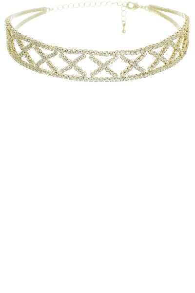 X Line Crystal Choker Necklace