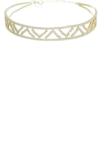 V Line Crystal Choker Necklace
