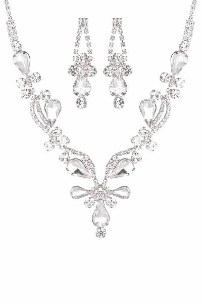 BRIDAL STATEMENT RHINESTONE NECKLACE EARRING SET
